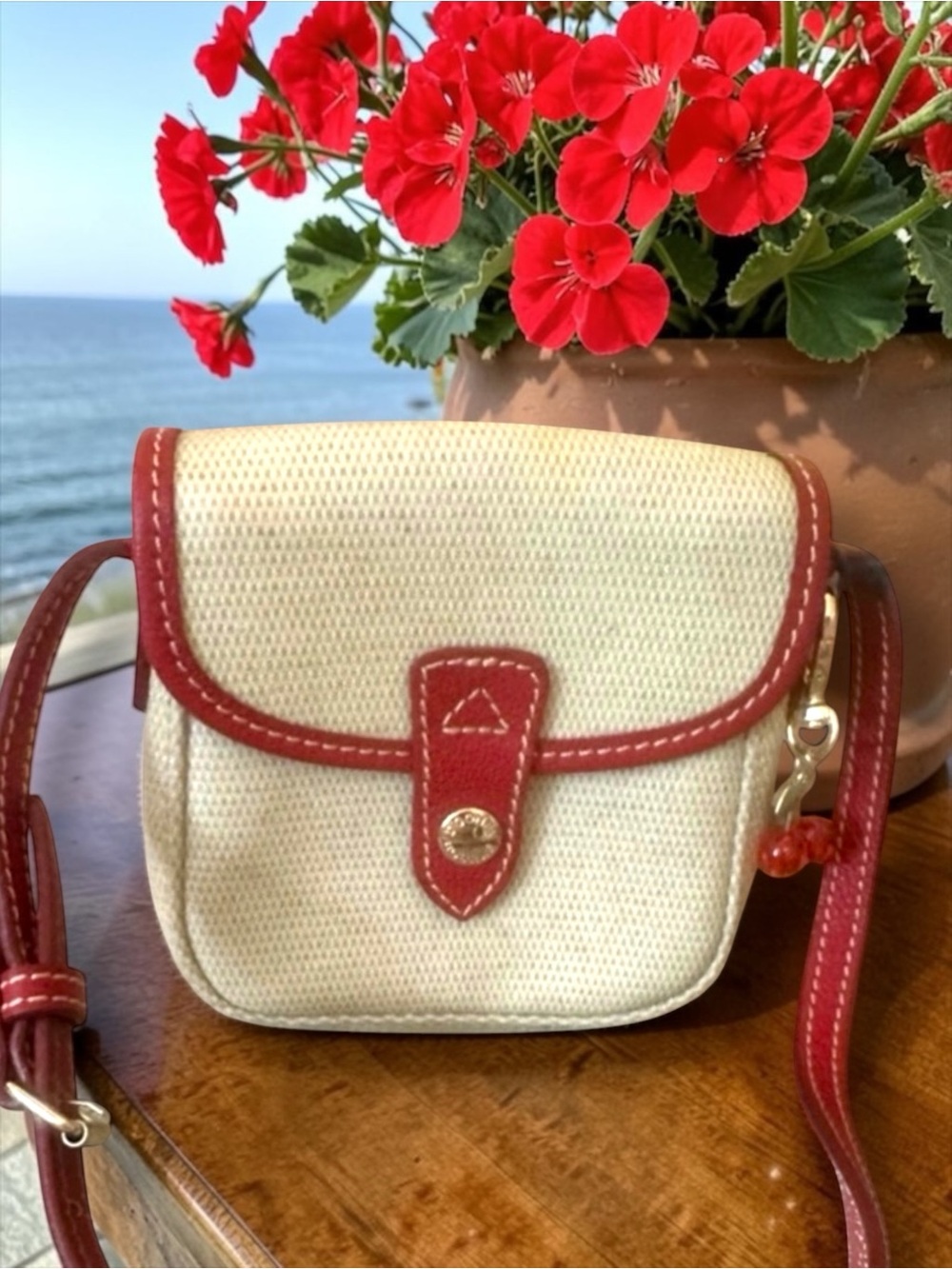 Dooney & Bourke Red - Tan Crossbody Bag New With Tags $118 MSRP - Picture 2 of 16